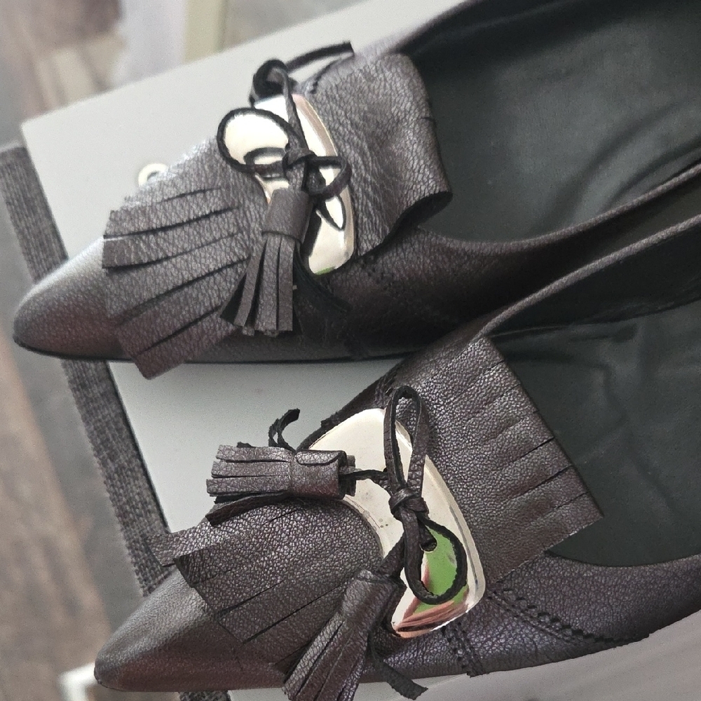 Stuart Weitzman Metallic Charcoal Loafers - Picture 3 of 12